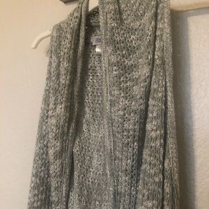 Sleeveless knit open front cardigan